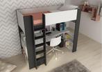 Twist hoogslaper met bureau - 90x200 - Wit met antraciet, Niet ingevuld, Niet ingevuld, Nieuw, Ophalen of Verzenden