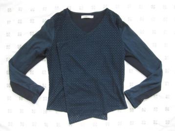 Aaiko donkerblauw vest, opengewerkt suède look S overslag beschikbaar voor biedingen