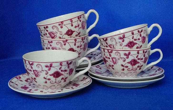 August Warnecke China Purpur - theekopjes in twee maten, Antiek en Kunst, Antiek | Servies los, Ophalen of Verzenden