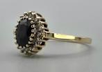 Vintage gouden ring edelsteen saffier en diamant. 2025/672., Sieraden, Tassen en Uiterlijk, Ringen, Blauw, ., Ophalen of Verzenden