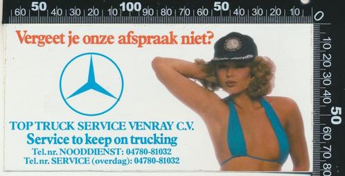 Sticker: Top Truck Service - Mercedes Benz - Vergeet onze af, Verzamelen, Stickers, Zo goed als nieuw, Bedrijf of Vereniging, Verzenden
