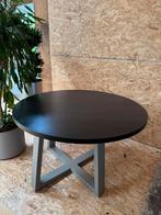 Ronde eettafel met zwaar eiken blad, Ophalen, 100 tot 150 cm, Rond, Zo goed als nieuw