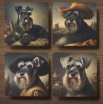 Schnauzer Rembrandt stijl onderzetters met houder, Ophalen of Verzenden, Nieuw, Glas of Kopje