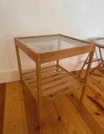 Bamboe bijzettafeltje / nachtkastje met glazen plaat, Huis en Inrichting, Ophalen of Verzenden, Zo goed als nieuw