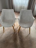 2 wit leren eetkamer stoelen van Zuiver, Huis en Inrichting, Stoelen, Ophalen, Gebruikt, Twee, Wit