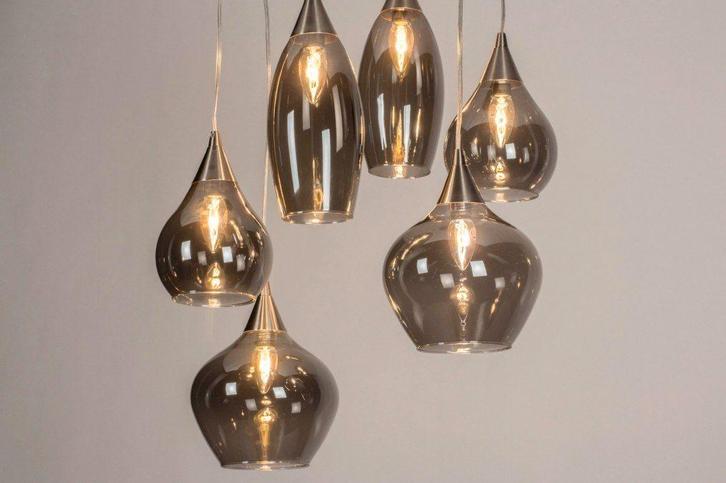 hanglamp vide hal eettafel keuken salon tafel rookglas lamp, Huis en Inrichting, Lampen | Hanglampen, Nieuw, Minder dan 50 cm