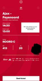 Ajax feyenoord, Tickets en Kaartjes, Losse kaart, Eén persoon, December
