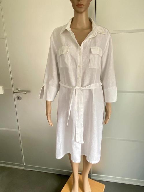 J260 Promiss maat 44=L lang linnen vest jasje wit, Kleding | Dames, Truien en Vesten, Zo goed als nieuw, Maat 42/44 (L), Wit, Ophalen of Verzenden