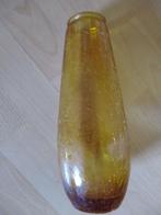 Craquelé geel bruinige vaas., Huis en Inrichting, Woonaccessoires | Vazen, Gebruikt, Overige kleuren, Ophalen of Verzenden, Glas