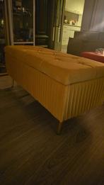 Gele Opbergbank / Voetenbank stof fluweel velvet, 50 tot 75 cm, Ophalen of Verzenden, Zo goed als nieuw, Metaal