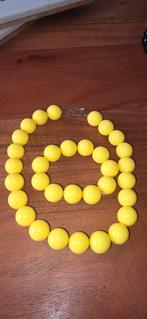 Gele Kralenketting met Armband, Geel, Kunststof of Plastic, Ophalen of Verzenden, Zo goed als nieuw