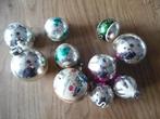 10 antieke glazen kerstboomballen gedecoreerd rond 7 en 5 cm, Ophalen of Verzenden, Zo goed als nieuw