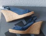 Blauwe Sleehakken | Met Riet | Maat 36 | Enkelbandje | Strik, Blauw, Ophalen of Verzenden, Schoenen met hoge hakken, Gedragen
