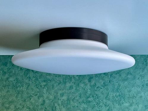XL Vintage 70’s Bauhaus RZB Discus Plafonnière / Wandlamp, Huis en Inrichting, Lampen | Plafondlampen, Zo goed als nieuw, Glas