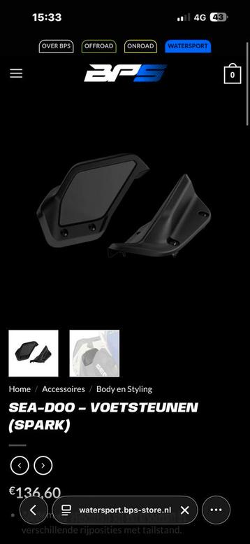 Gezocht voetsteunen seadoo spark trixx beschikbaar voor biedingen