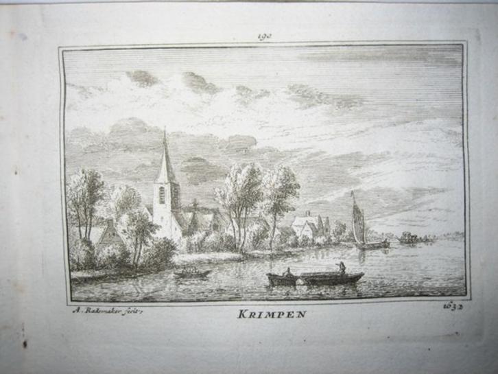 190 / Krimpen Kopergravure 18e eeuw, Antiek en Kunst, Kunst | Etsen en Gravures, Ophalen of Verzenden