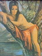 Vintage chiq JH Lynch woodland Goddess portret, Gebruikt, ., Ophalen of Verzenden, .