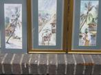3  Aziatische Indonesische Schild. in Aquarel Mooie lijstjes, Antiek en Kunst, Kunst | Niet-Westerse kunst, Ophalen of Verzenden