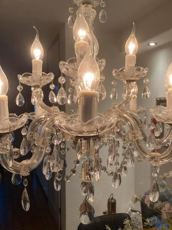 Elegante Kroonluchter, Huis en Inrichting, Lampen | Kroonluchters, Zo goed als nieuw, Glas, Ophalen of Verzenden