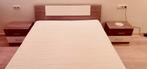 Compleet Tweepersoonsbed Montana Eiken + Matras & Nachtkastj, Ophalen, Bruin, Tweepersoons, 140 cm