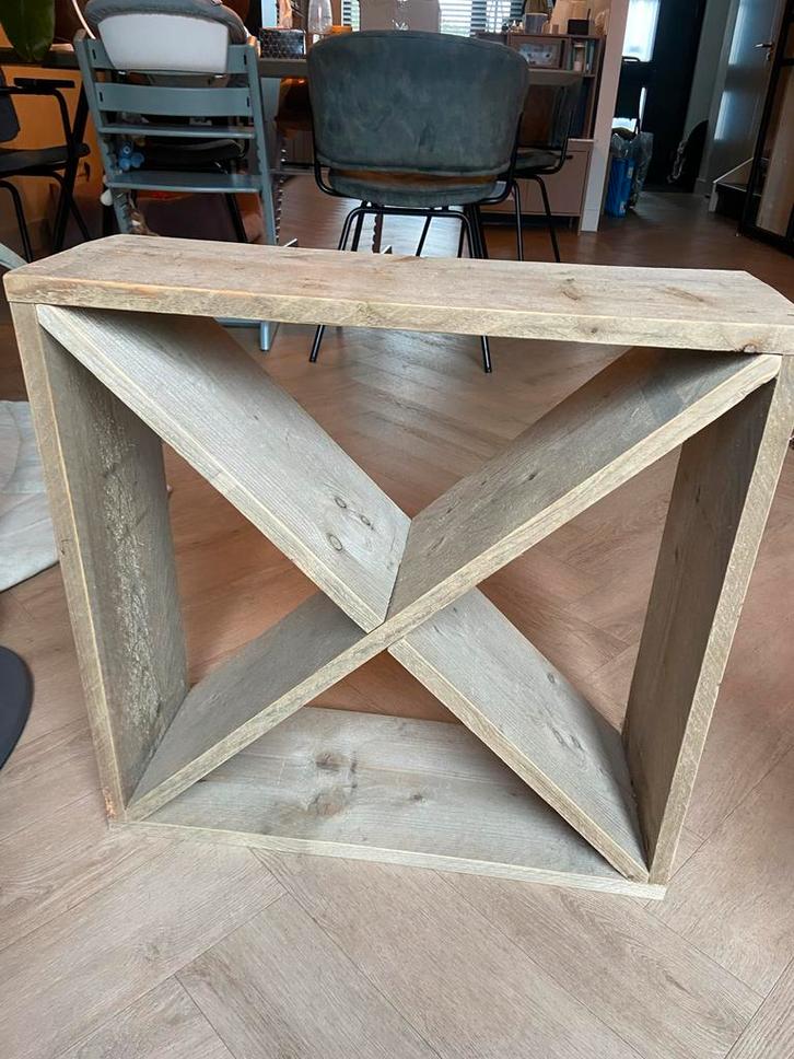 Steigerhouten Wijnkast, Huis en Inrichting, Woonaccessoires | Wijnrekken, Gebruikt, 50 tot 75 cm, Hout, 5 tot 15 flessen, Ophalen