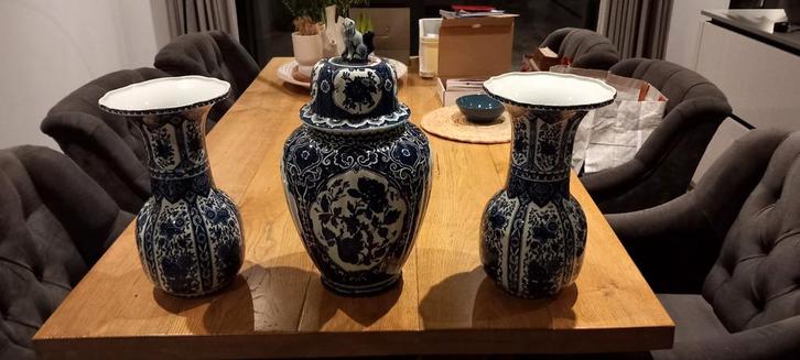 Delfts Blauw Kaststel Boch + Bloempotten, Antiek en Kunst, Antiek | Vazen, Ophalen