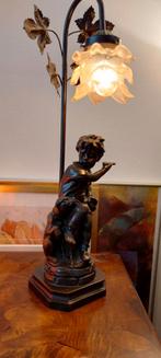 Barok tafellamp ' Jongen met hond. Brons, Antiek en Kunst, Ophalen of Verzenden