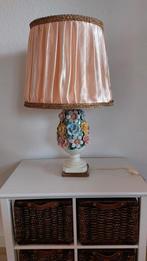 Antieke Schemerlamp met Porseleinen Voet, Gebruikt, Stof, Minder dan 50 cm, Antiek