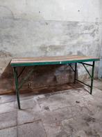 Oude vintage metalen tafel werkbank marktkraam inklapbaar, Inklapbaar, Gebruikt, Ophalen of Verzenden