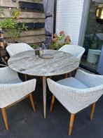 Tuintafel en stoelen, Tuin en Terras, Tuinsets en Loungesets, Ophalen, 4 zitplaatsen, Kunststof, Gebruikt