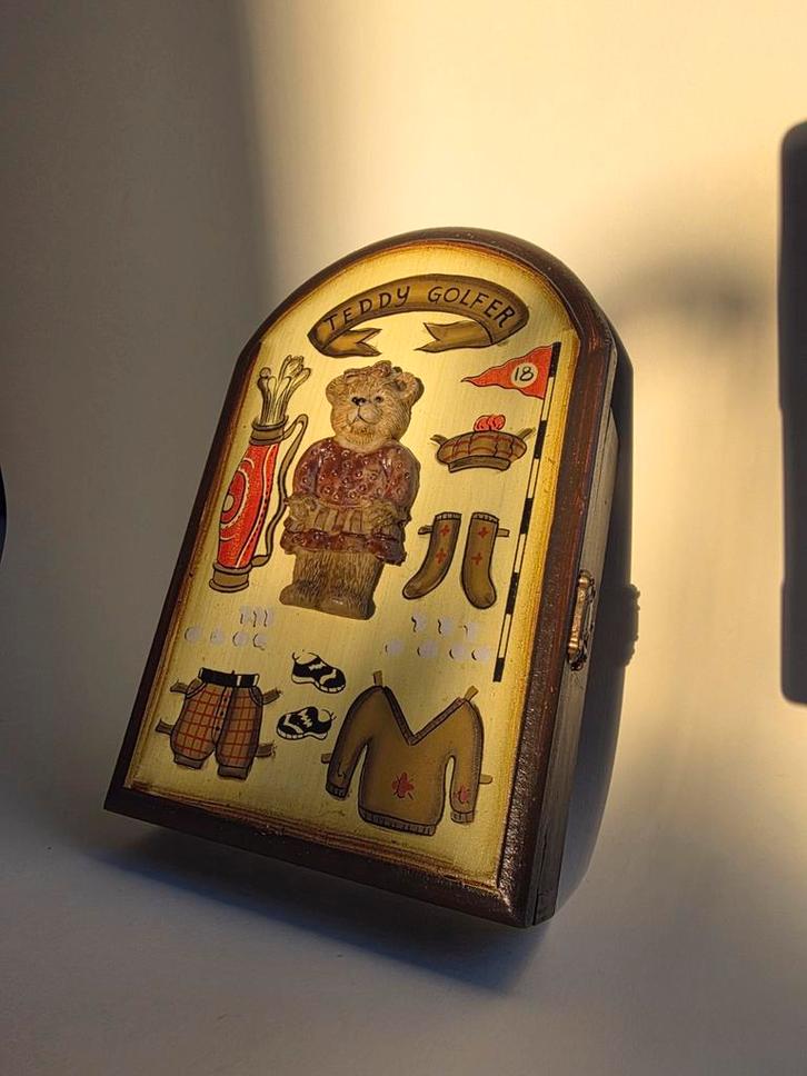 Vintage Keywood Sleutelhouder Teddy Golfer, Huis en Inrichting, Woonaccessoires | Kapstokken, Gebruikt, Wandkapstok, Minder dan 100 cm