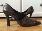 Bruine Bally 37 38 leren pumps slangenprint open zijkant egf, Pumps, Ophalen of Verzenden, Zo goed als nieuw, Roze