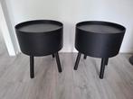 Bijzettafels 2 stuks rond. Zwart, Ophalen, Minder dan 45 cm, Minder dan 55 cm, Rond