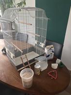 Vogelkooi incl, voer, zand, bakjes en badje, Ophalen, Gebruikt, Metaal, Vogelkooi
