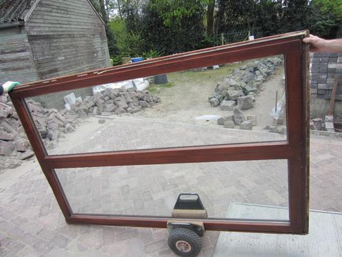209hx130br Set 6 dubbele ramen in kozijn, dubbel glas + 3div, Tuin en Terras, Tuinhuizen, Zo goed als nieuw, Overige typen, Hout