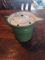 Vintage groene emaille melkkoker met deksel, Antiek en Kunst, Antiek | Emaille, Ophalen of Verzenden