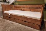 Steigerhoutenbed met schuifladen, Huis en Inrichting, Ophalen, Gebruikt, 90 cm, Eenpersoons