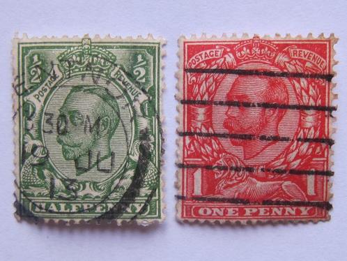 2 postzegels UK, Nr. 121A en 122A, 1911, George V, Postzegels en Munten, Postzegels | Europa | UK, Gestempeld, Verzenden