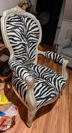 Barok stoel ,opoe stoel ,gepimpt ,apart zebraprint, Ophalen