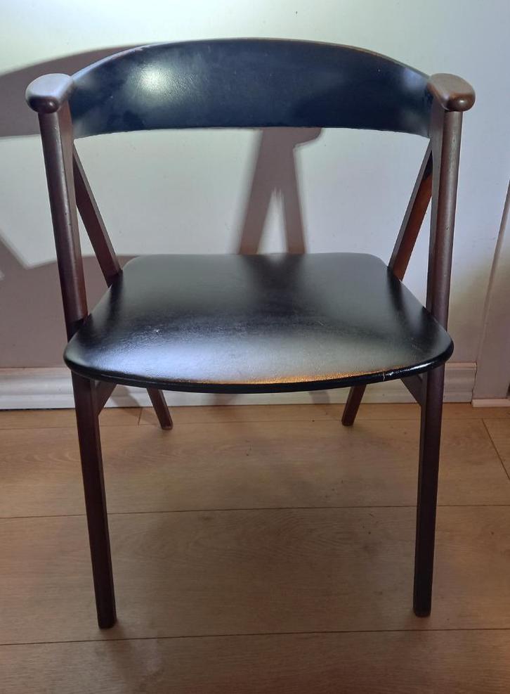 vintage stoel deens design, Huis en Inrichting, Stoelen, Gebruikt, Eén, Hout, Overige materialen, Bruin, Ophalen