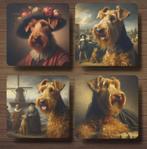 Ierse Terriër Rembrandt stijl onderzetters met houder, Ophalen of Verzenden, Nieuw, Glas of Kopje