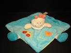 BABY LUNA POPJE KNUFFELDOEK  VELOURS BLAUW/LICHTBLAUW MET GR, Verzenden, Nieuw, Overige typen