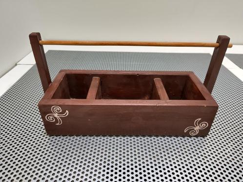 Houten presentatiedoos (handvat & tribal) voor bv. thee., Huis en Inrichting, Woonaccessoires | Dienbladen, Gebruikt, Hout, Rechthoekig