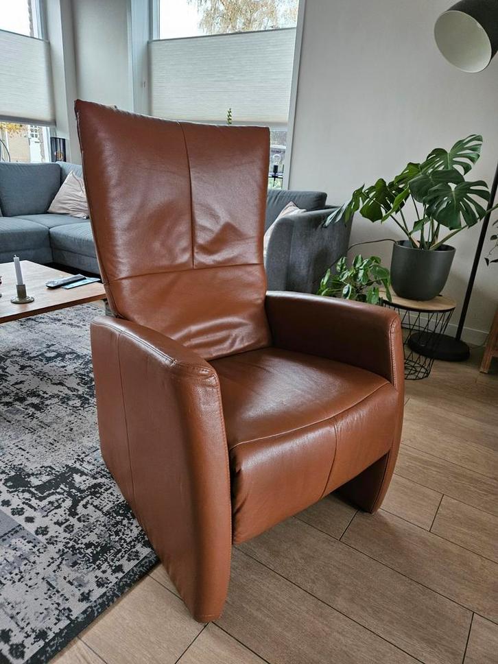 Leren relaxstoel, Huis en Inrichting, Fauteuils, Gebruikt, Leer, 75 tot 100 cm, 75 tot 100 cm, Ophalen