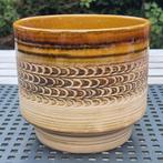 West Germany bloempot, 16 cm hoog, oker/amber, Antiek en Kunst, Antiek | Keramiek en Aardewerk, Ophalen of Verzenden