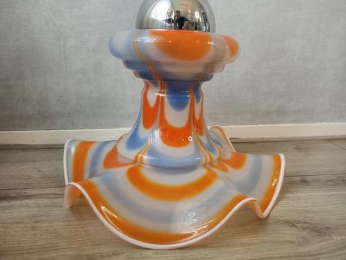 Vintage Murano Ruffled Swirl Glazen Plafondlamp Hanglamp, Antiek en Kunst, Antiek | Lampen, Ophalen