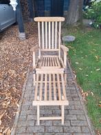 Verstelbare teak tuinstoel, Tuin en Terras, Ligbedden, Ophalen, Zo goed als nieuw
