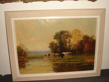 P.J.A Wagemans (1879-1955), Cows near the river in autumn. beschikbaar voor biedingen