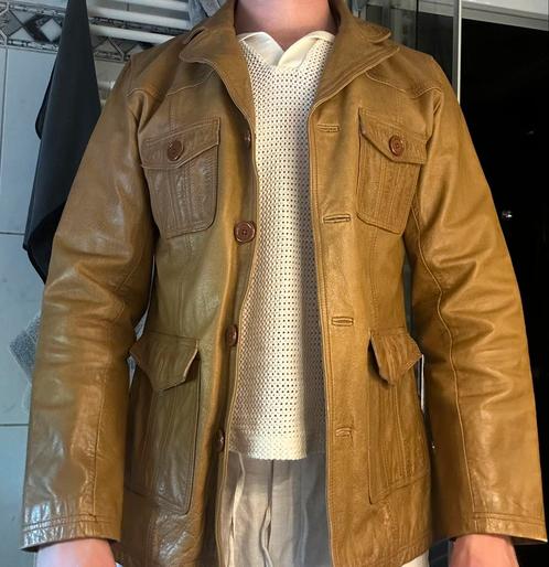 Echte leder jas | vintage 70’s stijl | zo goed als nieuw, Kleding | Heren, Jassen | Winter, Zo goed als nieuw, Overige maten, Bruin