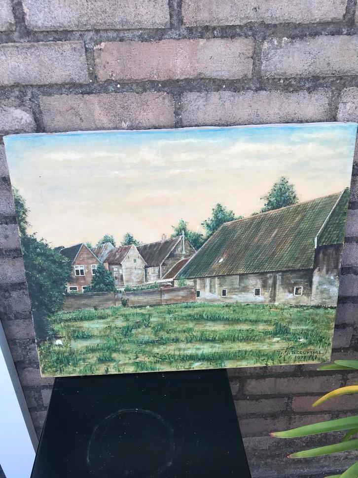 Boerderij Schilderij - T.H. Gruyters (1978), Antiek en Kunst, Kunst | Schilderijen | Klassiek, Ophalen of Verzenden